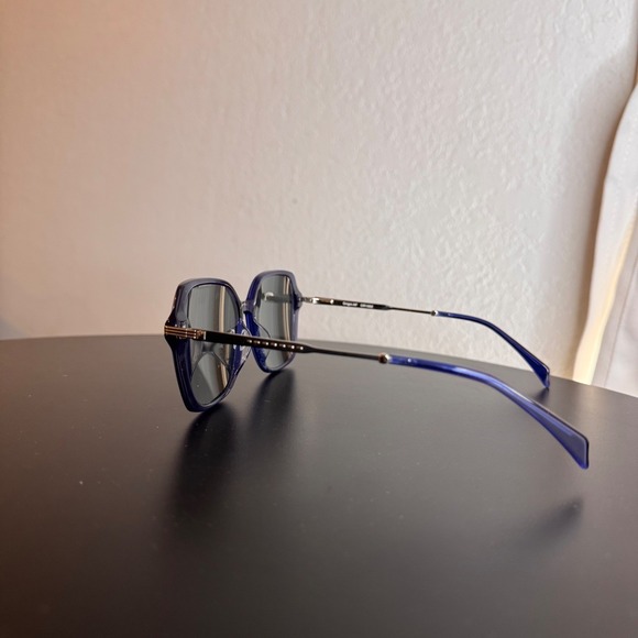 Origin OR1002 Sunglasses Oversized Blue Rectangular Frames Gold Accents Designer - Picture 10 of 13
